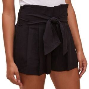 ASTR The Label Marika Black High Waisted Pleated Shorts Size M